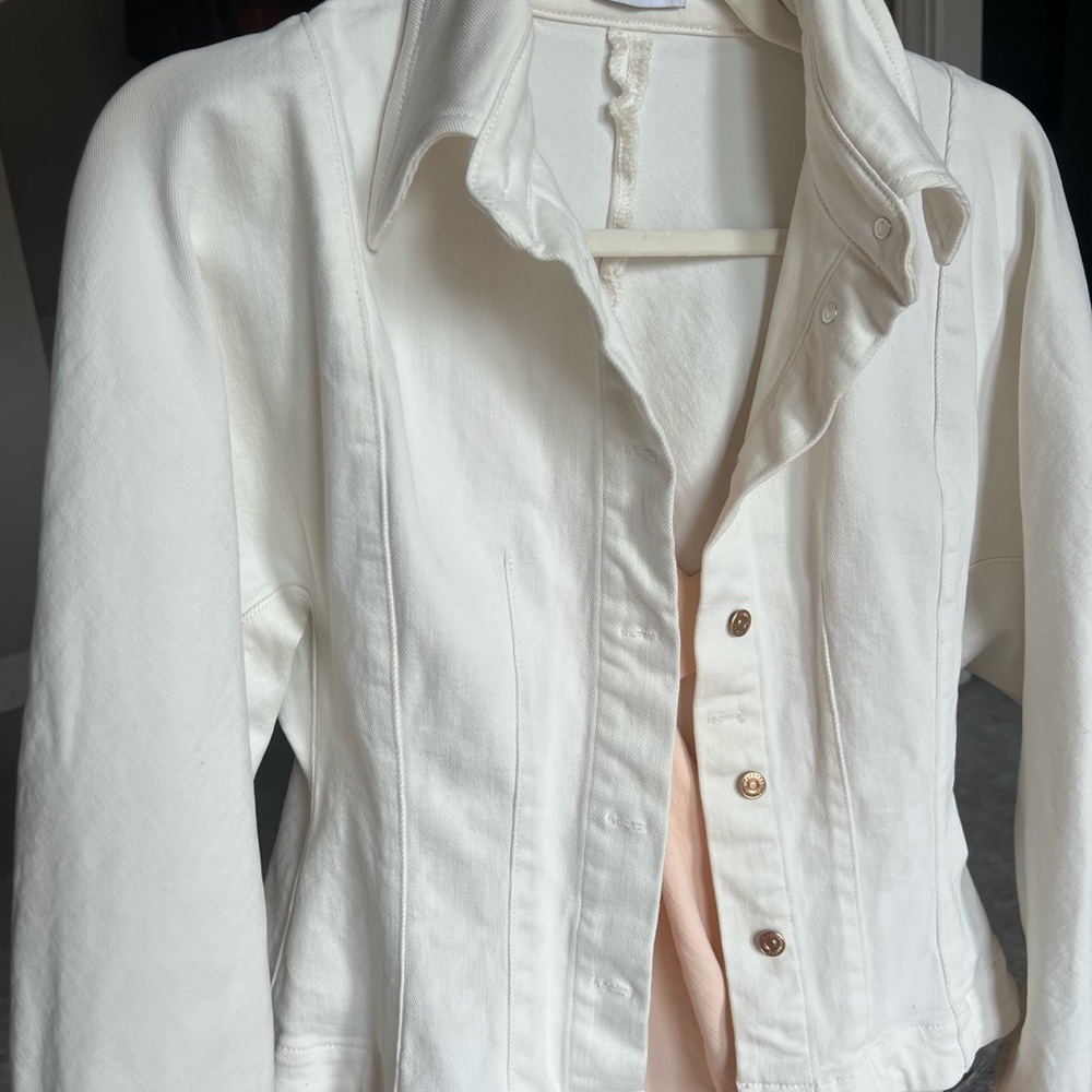 Scanlan Theodore White Jean Jacket with gold buttons